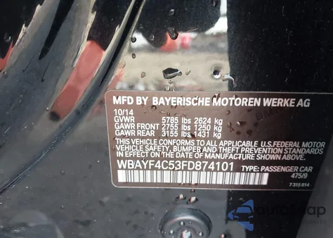 2015 BMW 740Li xDrive из США, поврежденный, VIN WBAYF4C53FD874101